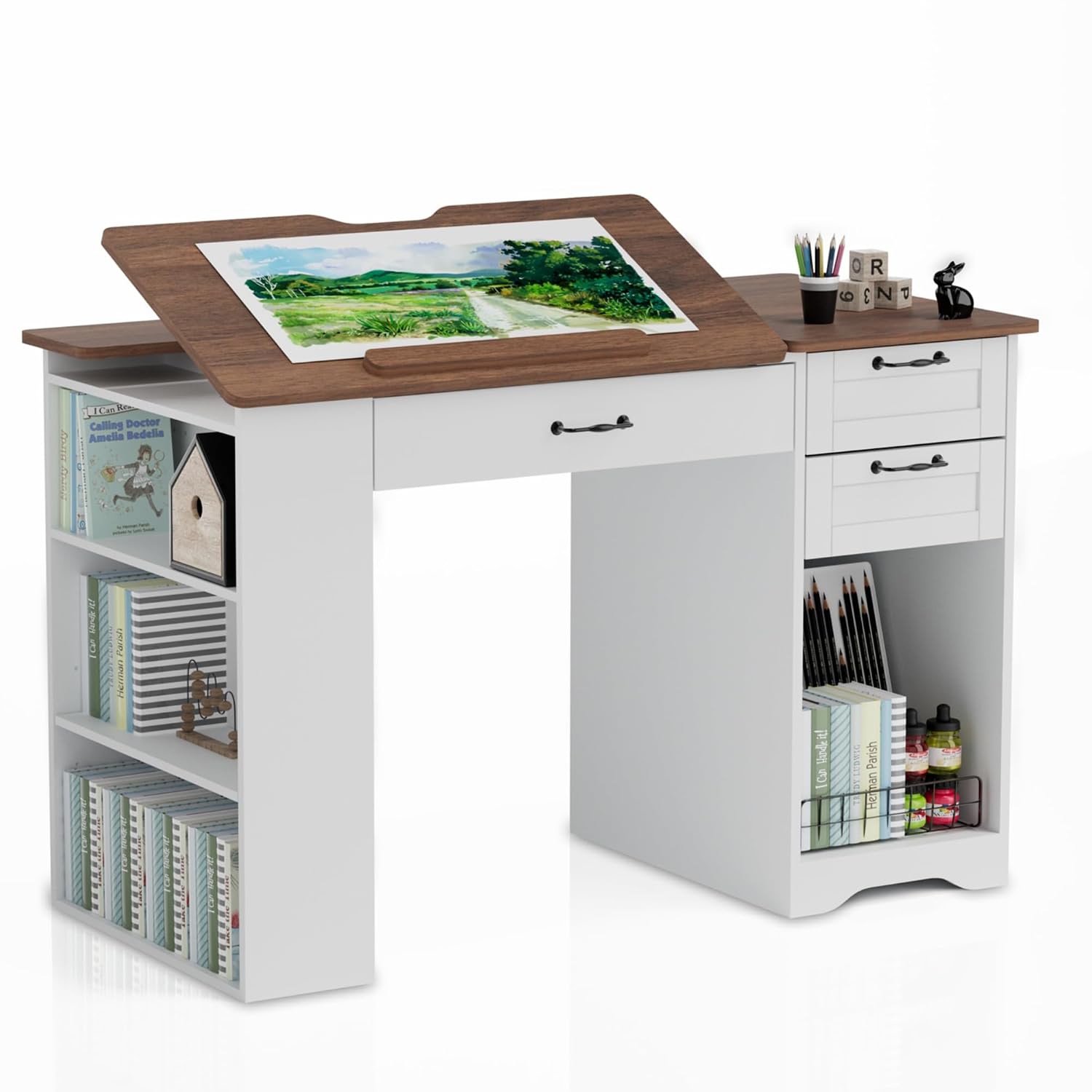 Art & Craft Jojo - Drafting Table with Storage Cabinet &