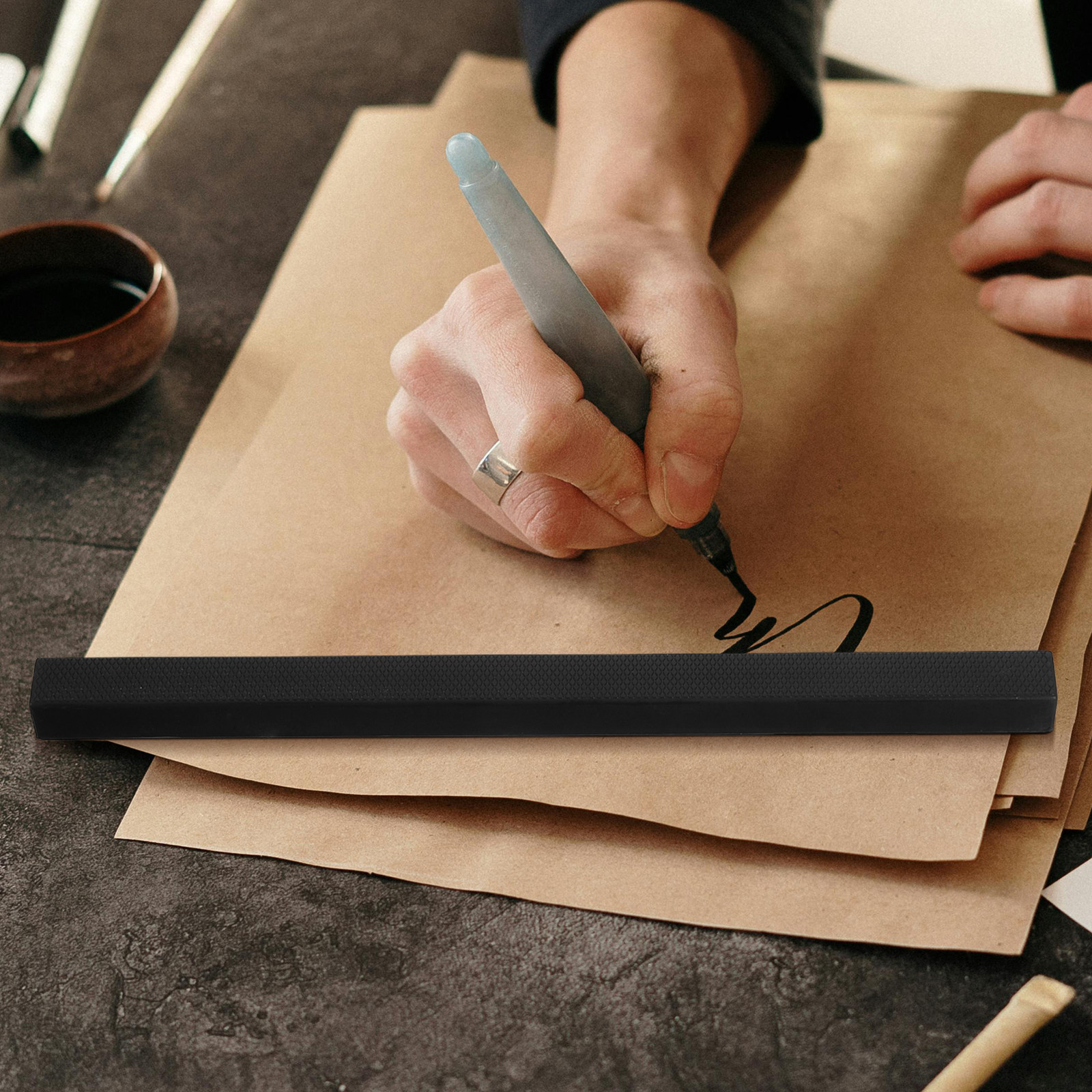 Art Craft And Design - Metal Chinese Calligraphy Paperweight Ruler Precision