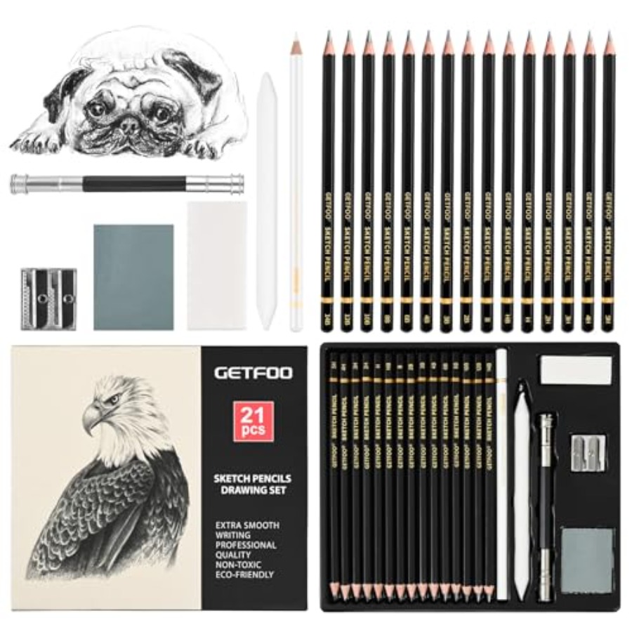 Sketching Charcoal Set - Drawing Sketching Pencil Set 21 Pack