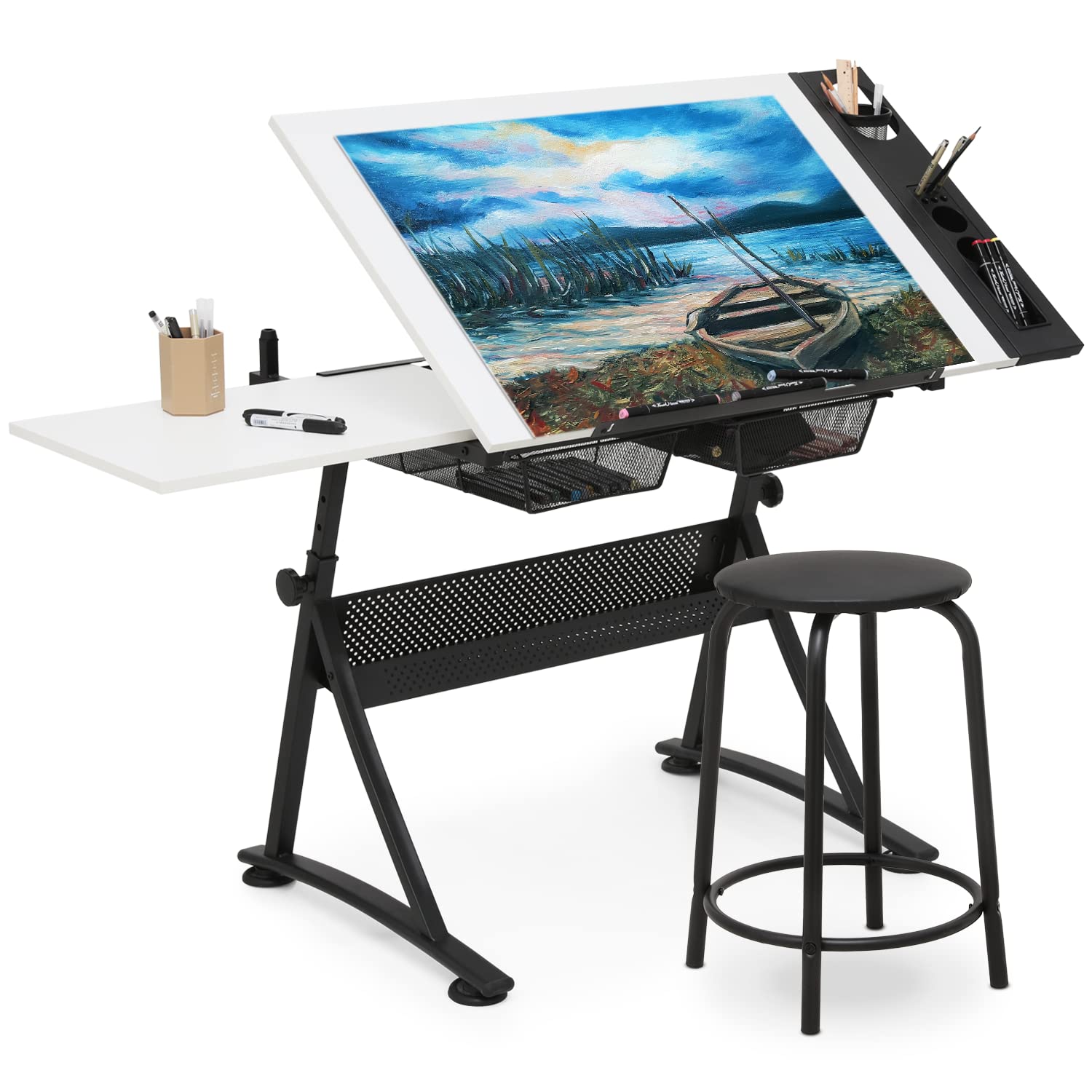 Art & Craft Jojo - Art Deco Drafting Table, Height-Adjustable, Tiltable