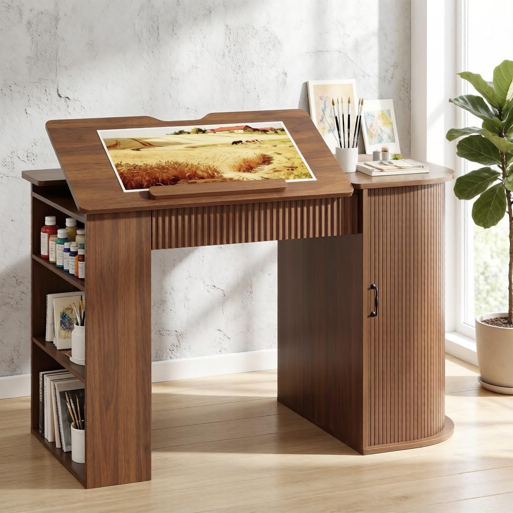 Art & Craft Jojo - Drafting Table with Storage Cabinet &