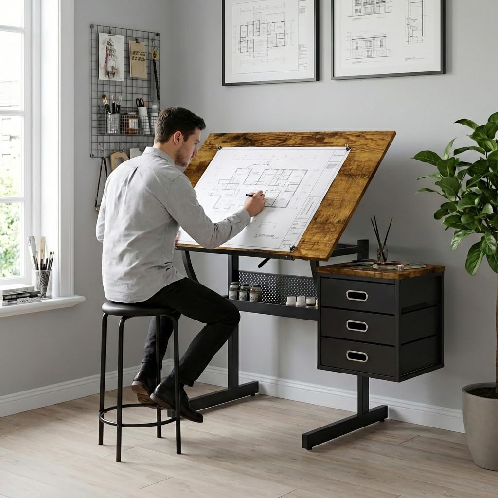 Art & Craft Jojo - Adjustable Art Desk with Storage, 0-75°