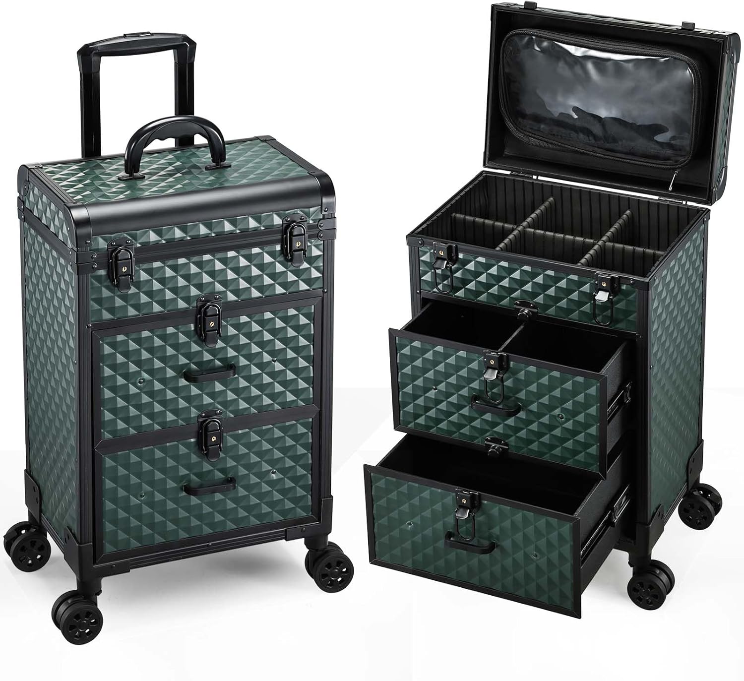 Art & Craft Jojo - Rolling Makeup Train Case with Drawers