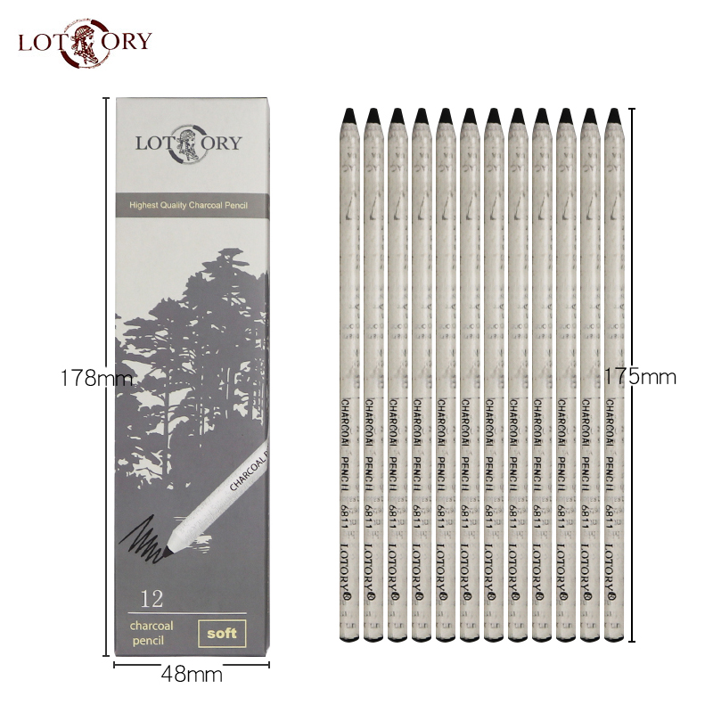 LOTORY 12pcs Black Sketch Char - огляд і ціна Sketching Charcoal Set