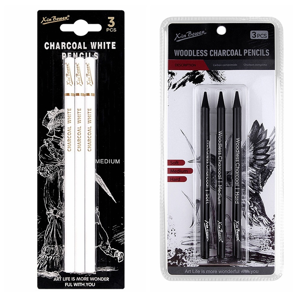 3Pcs Soft/Medium/Hard Charcoal - огляд і ціна Sketching Charcoal Set