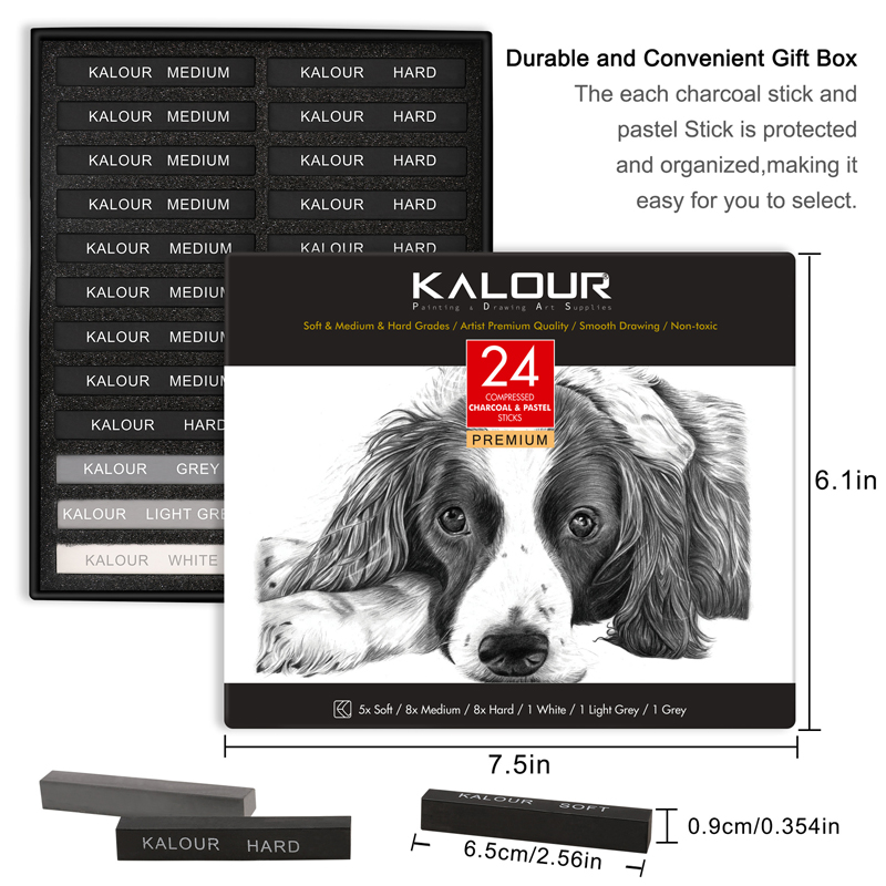 24Colors Set Soft Pastel Maste - огляд і ціна Sketching Charcoal Set
