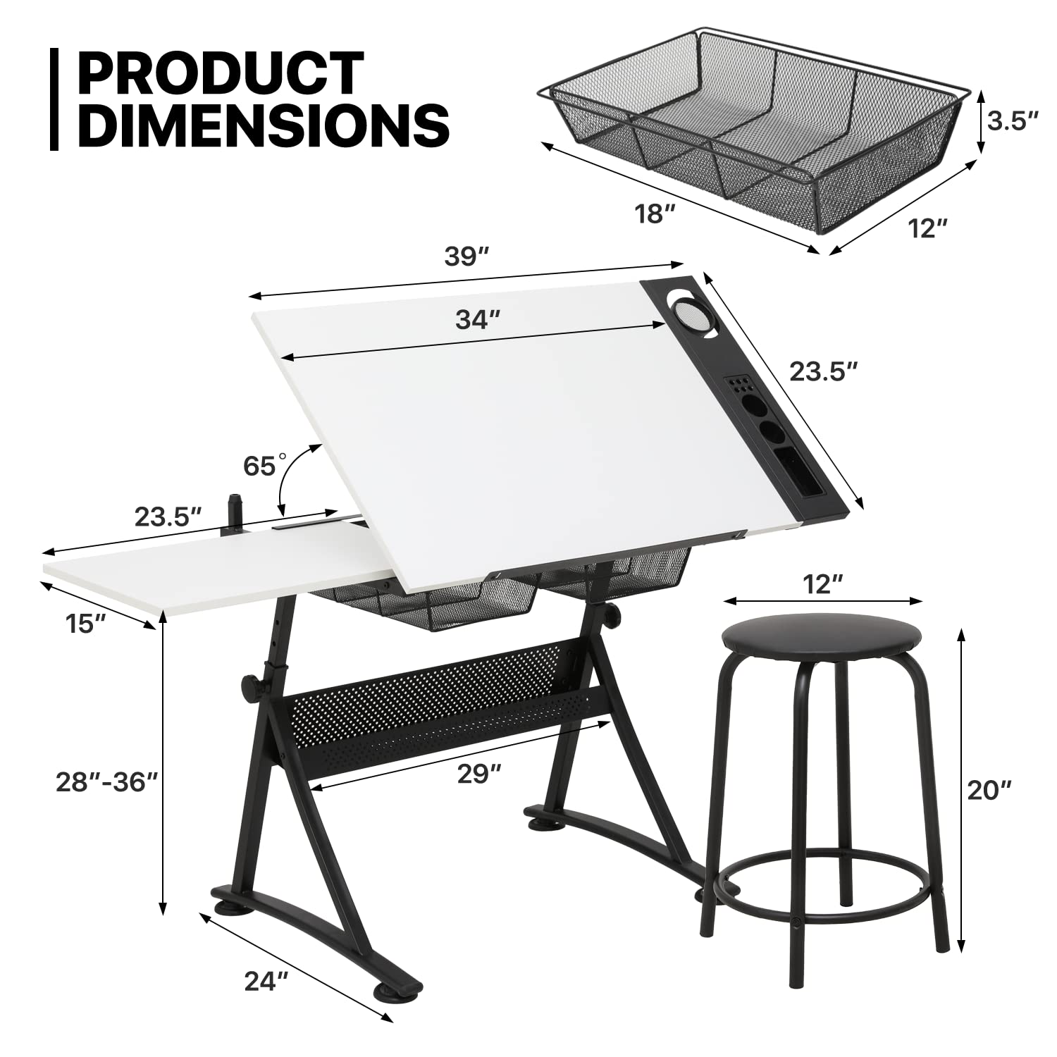 Art Deco Drafting Table, Heigh - огляд і ціна Art & Craft Jojo