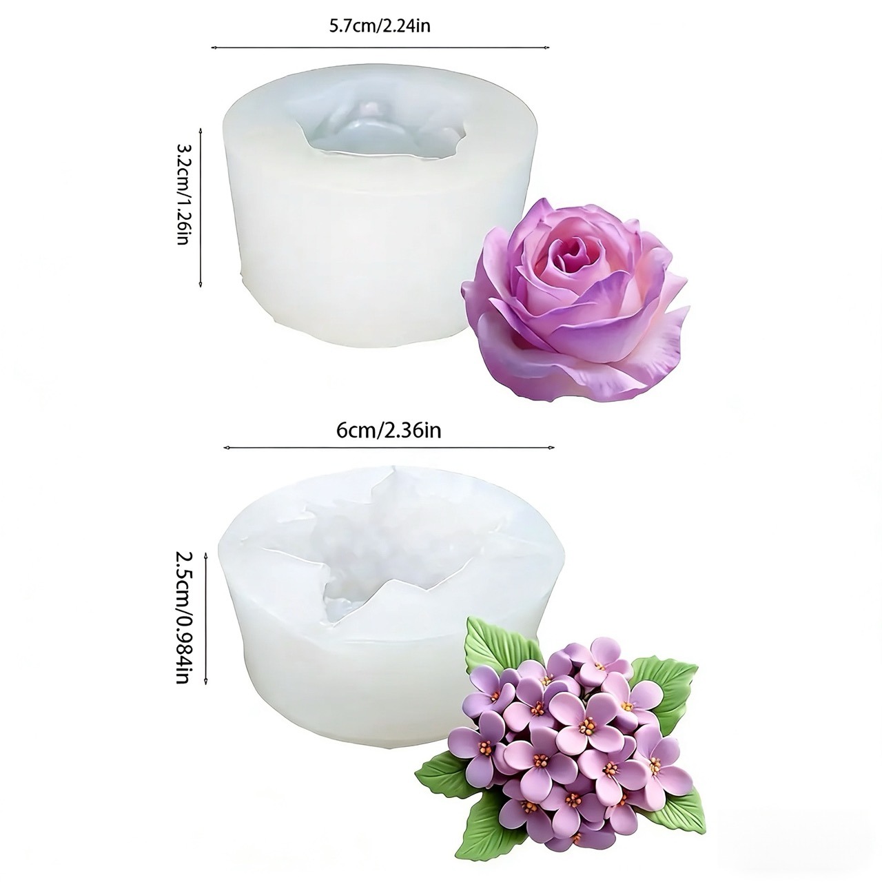 2-Piece 3D Rose and Lilac Sili - огляд і ціна Art Craft And Design