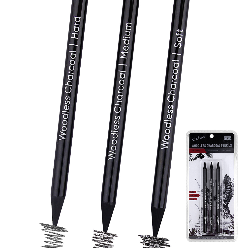 3pcs Woodless Graphite Pencils - огляд і ціна Sketching Charcoal Set