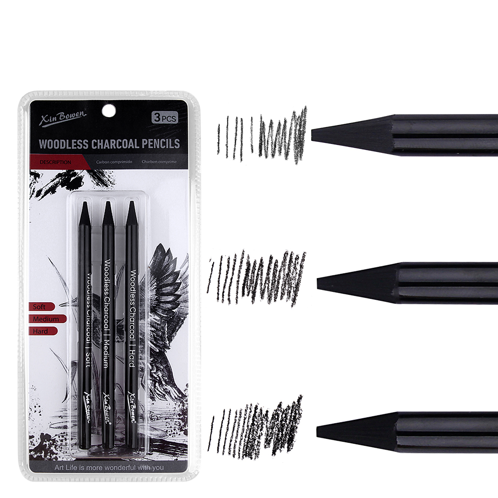3pcs Woodless Graphite Pencils - огляд і ціна Sketching Charcoal Set