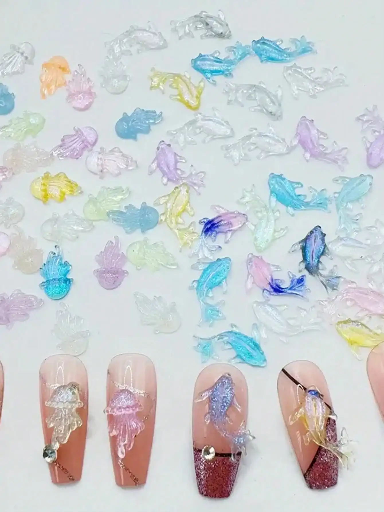 100Pcs Mini Ocean Animal Nail  - огляд і ціна Art Craft Jellyfish